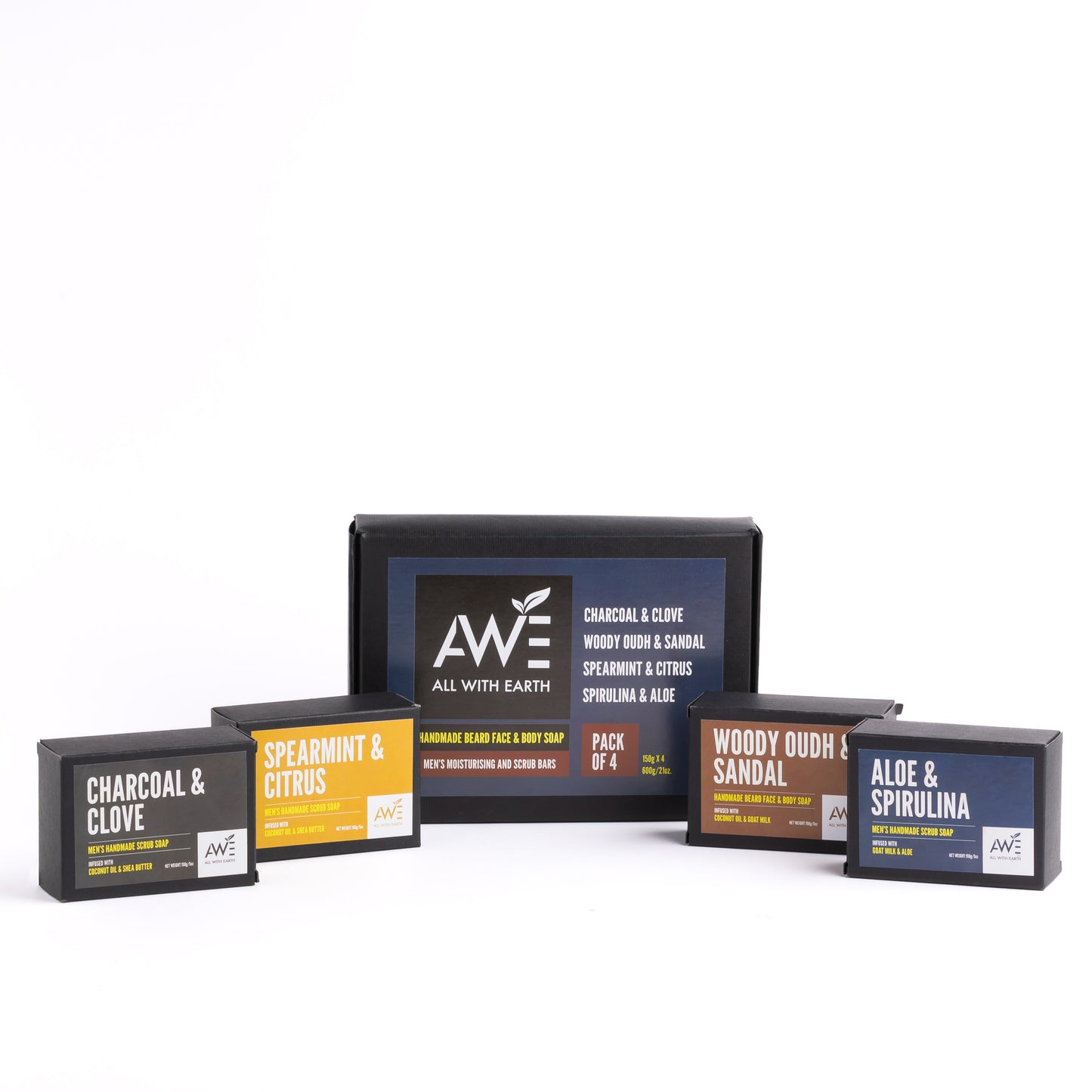 Men's Moisturizing & Scrub Set of 4 Handmade Soaps (Option 1)