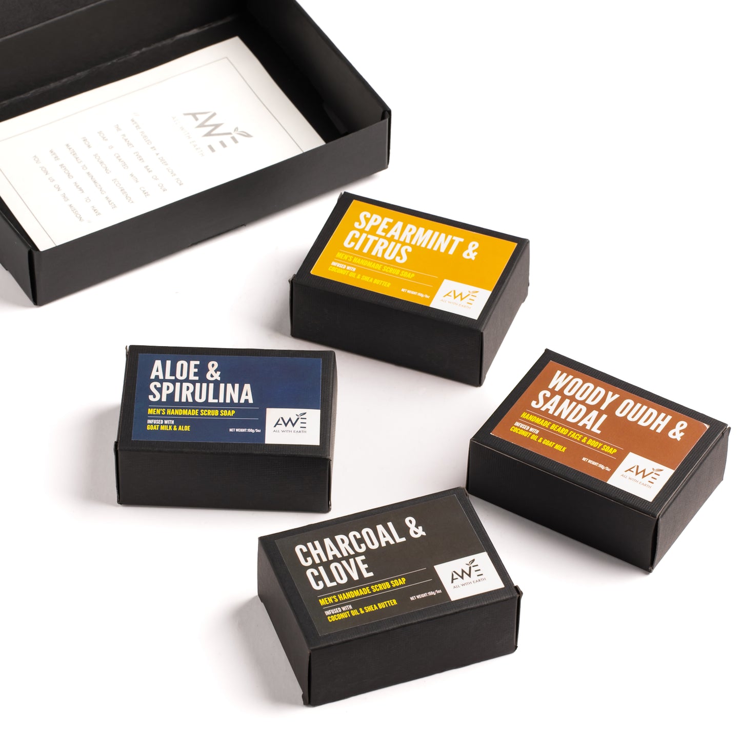 Men's Moisturizing & Scrub Set of 4 Handmade Soaps (Option 1)