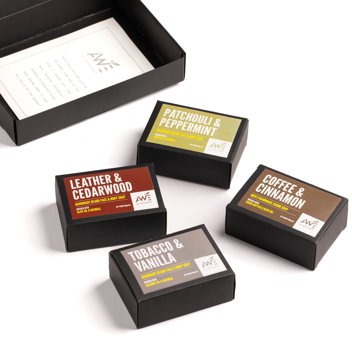 Men's Moisturizing & Scrub Set of 4 Handmade Soaps (Option 2)