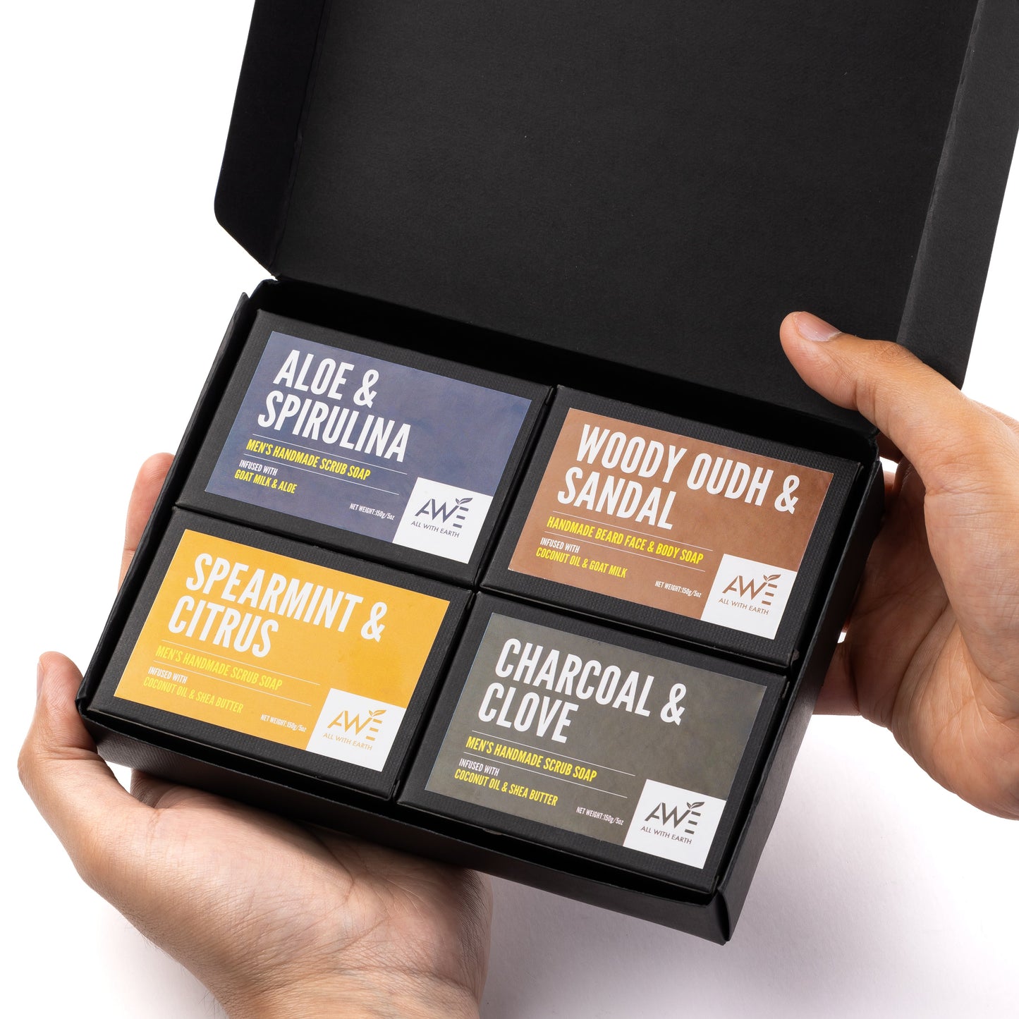 Men's Moisturizing & Scrub Set of 4 Handmade Soaps (Option 1)